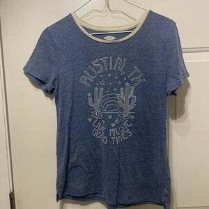 Old Navy Austin Texas Blue Women's Shirt Med Slim Fit